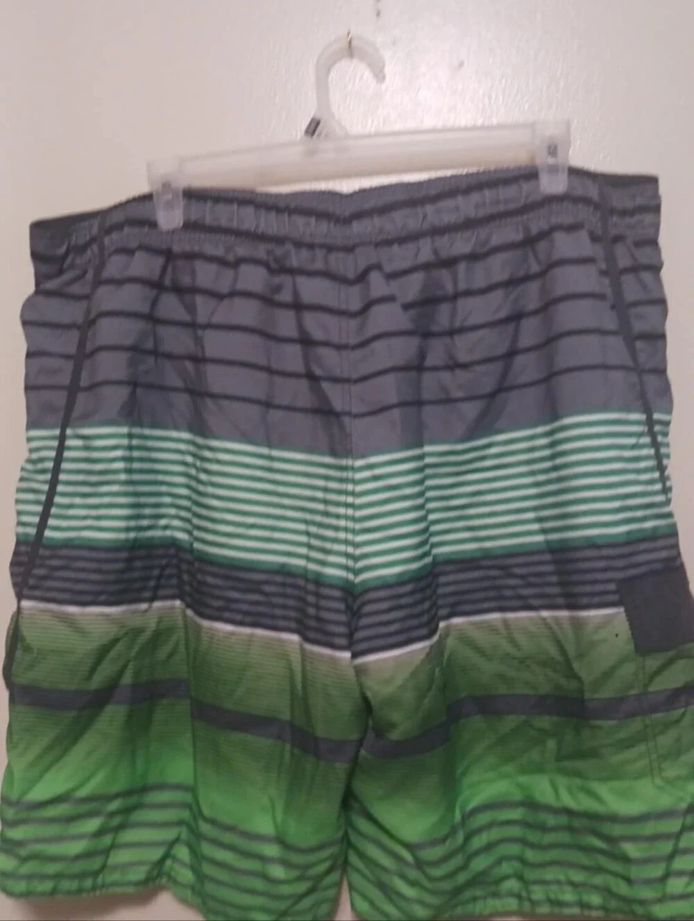 OP Mens Green and Gray Striped Board Swim Shorts 2xl(44-46) A-34